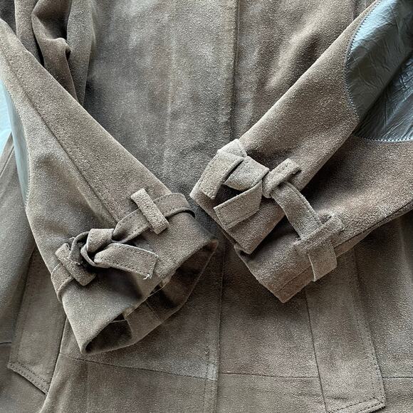 🔥Vintage ILGWU USA Made Brown Suede Leather Distressed Duster Jacket Coat XS-S - Picture 9 of 15